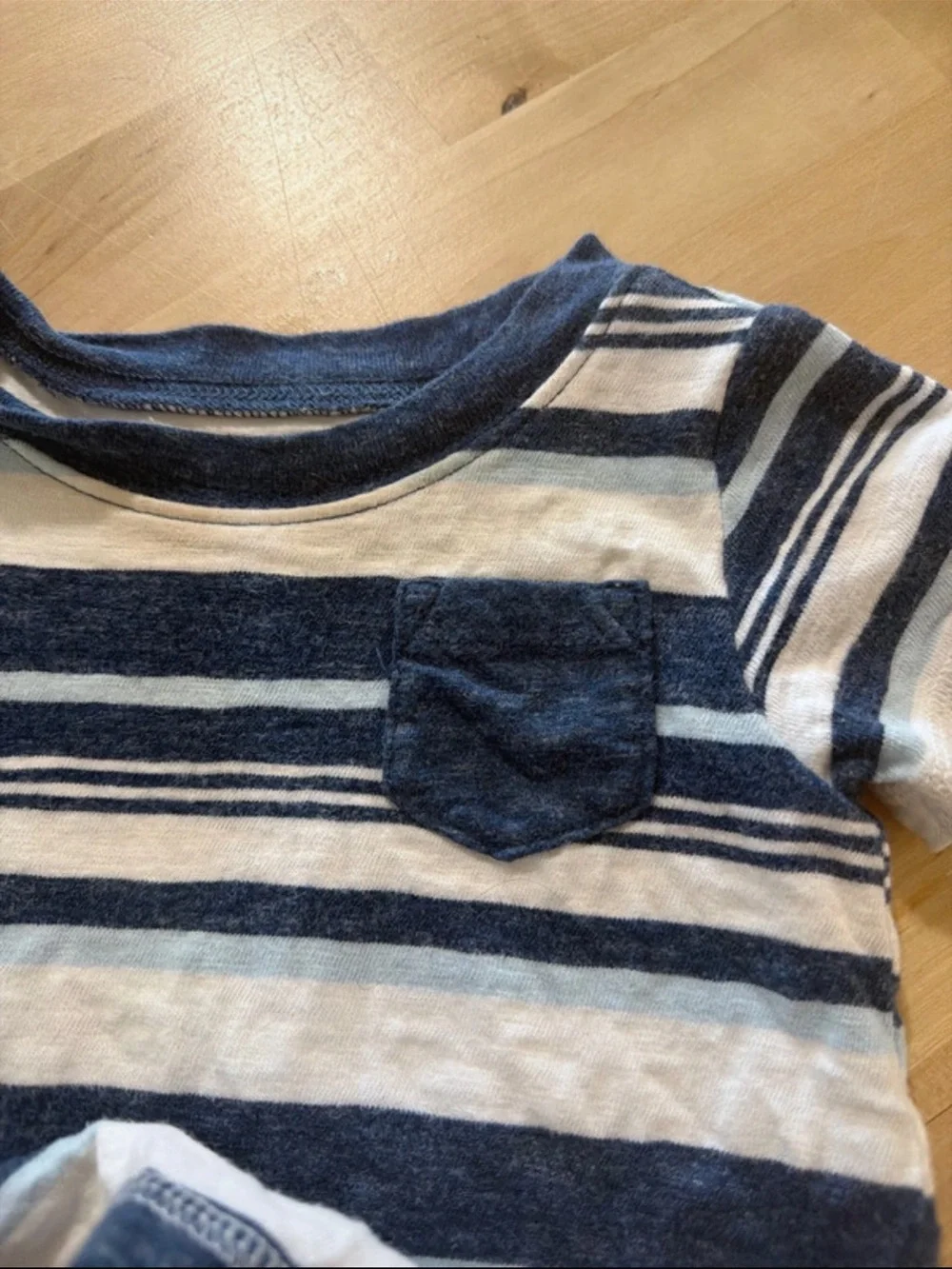 Striped Navy and White Baby One-Piece Layered Bodysuit -12 months